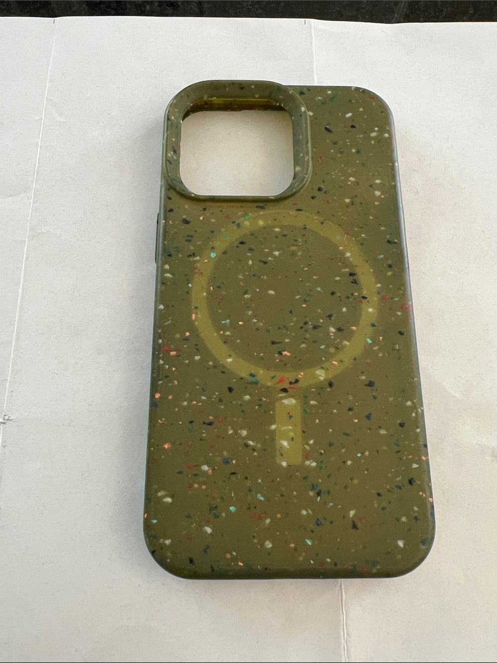 Eco Speckled Olive iPhone Case with MagSafe Compatibility